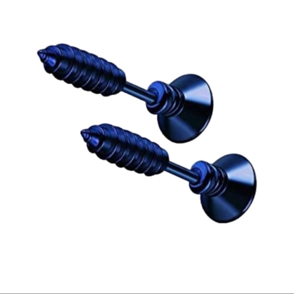 Navy Blue Stud Screw Earrings